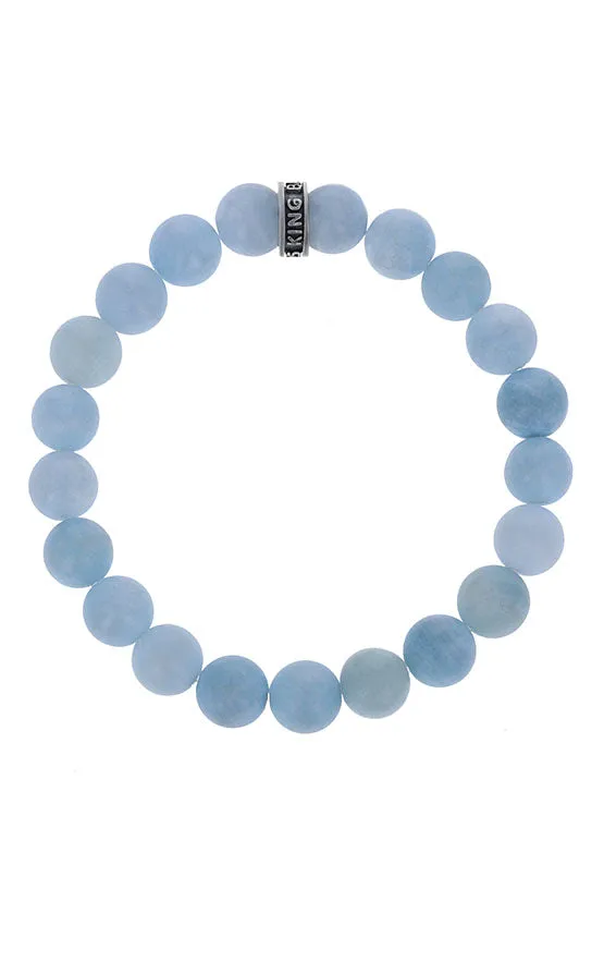 10mm Light Blue Aquamarine Bracelet w/Logo Ring