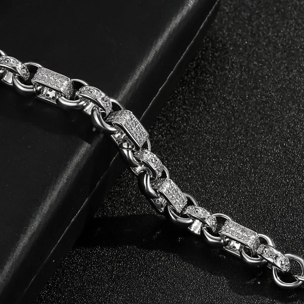 10mm Silver Filled Gypsy Belcher Bracelet with Albert Clasp 8 Inch