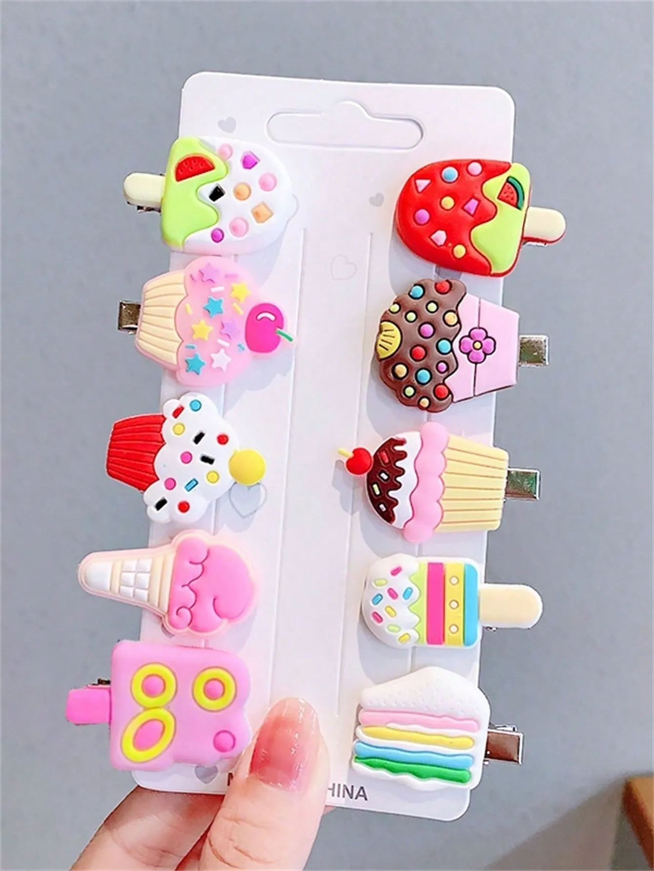 10pcs Popsicle & Fruit Decor Hair Clip for Women Barrette Styling Hair