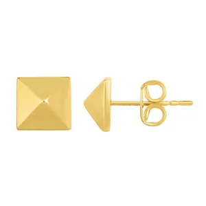 14K Gold Yellow Pyramid Style Stud Earrings