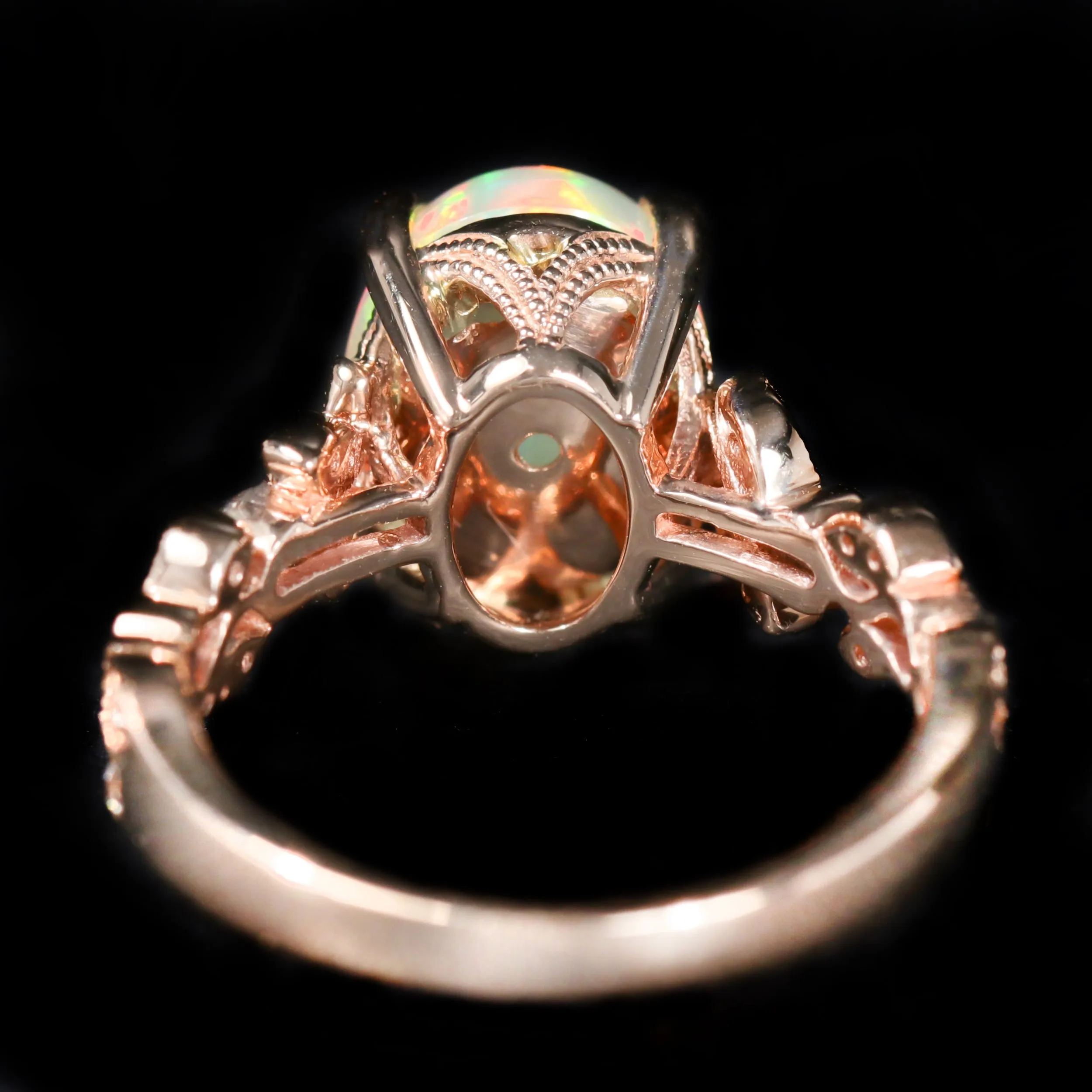 14K Rose Gold 2.91 Carat Opal and Diamond Ring