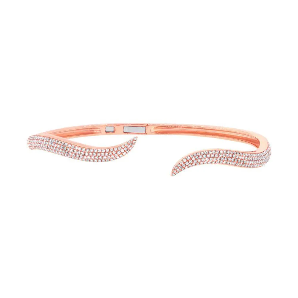 14k Rose Gold Diamond Wave Cuff