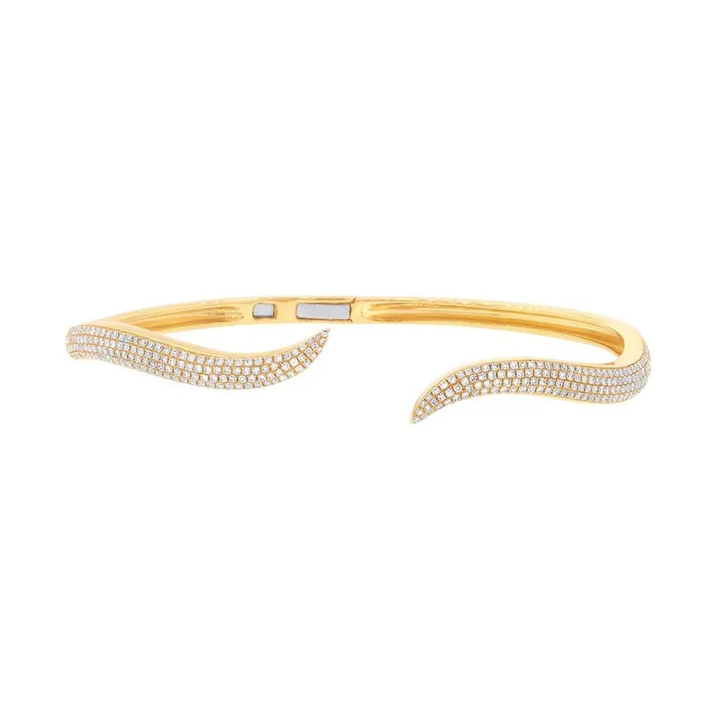 14k Rose Gold Diamond Wave Cuff