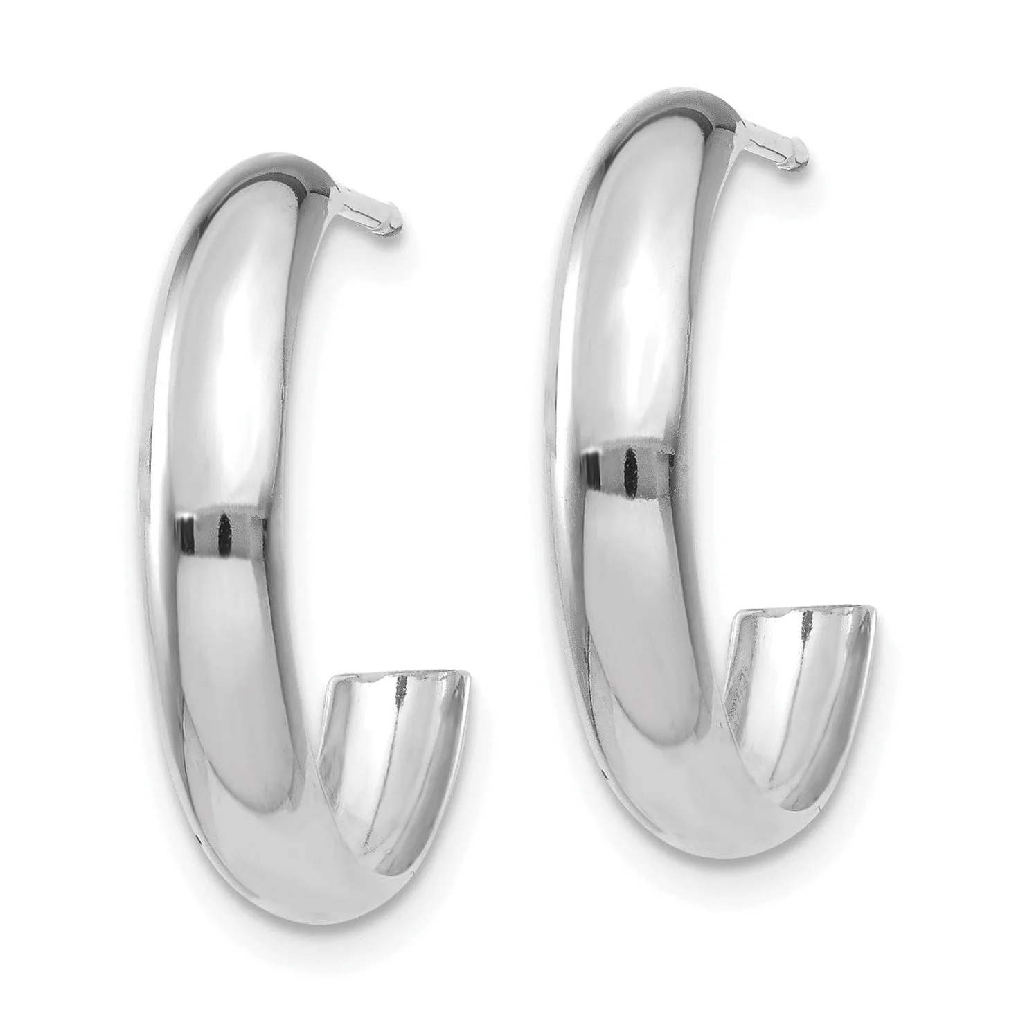 14k White Gold Polished 3.5MM J-Hoop Earrings