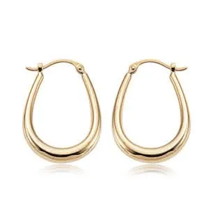 14K Yellow U Shaped Hoop Earrings