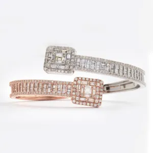 14KR W 6.25CTW DIAMOND CUFF BRACELET - BAGUETTE &