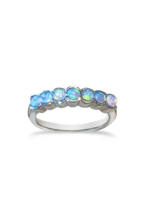 14kt White Gold eternity Opal band