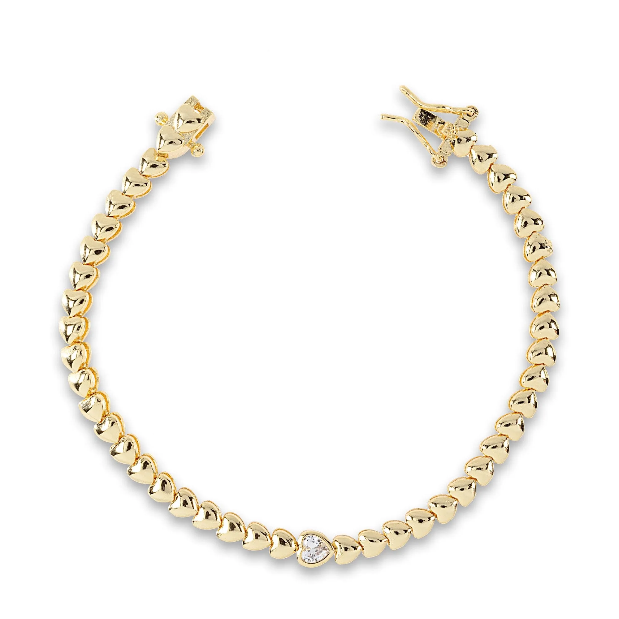 18k Gold Vermeil Gold Heart Tennis Bracelet: The Alana