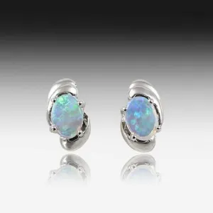 18kt White Gold Opal studs