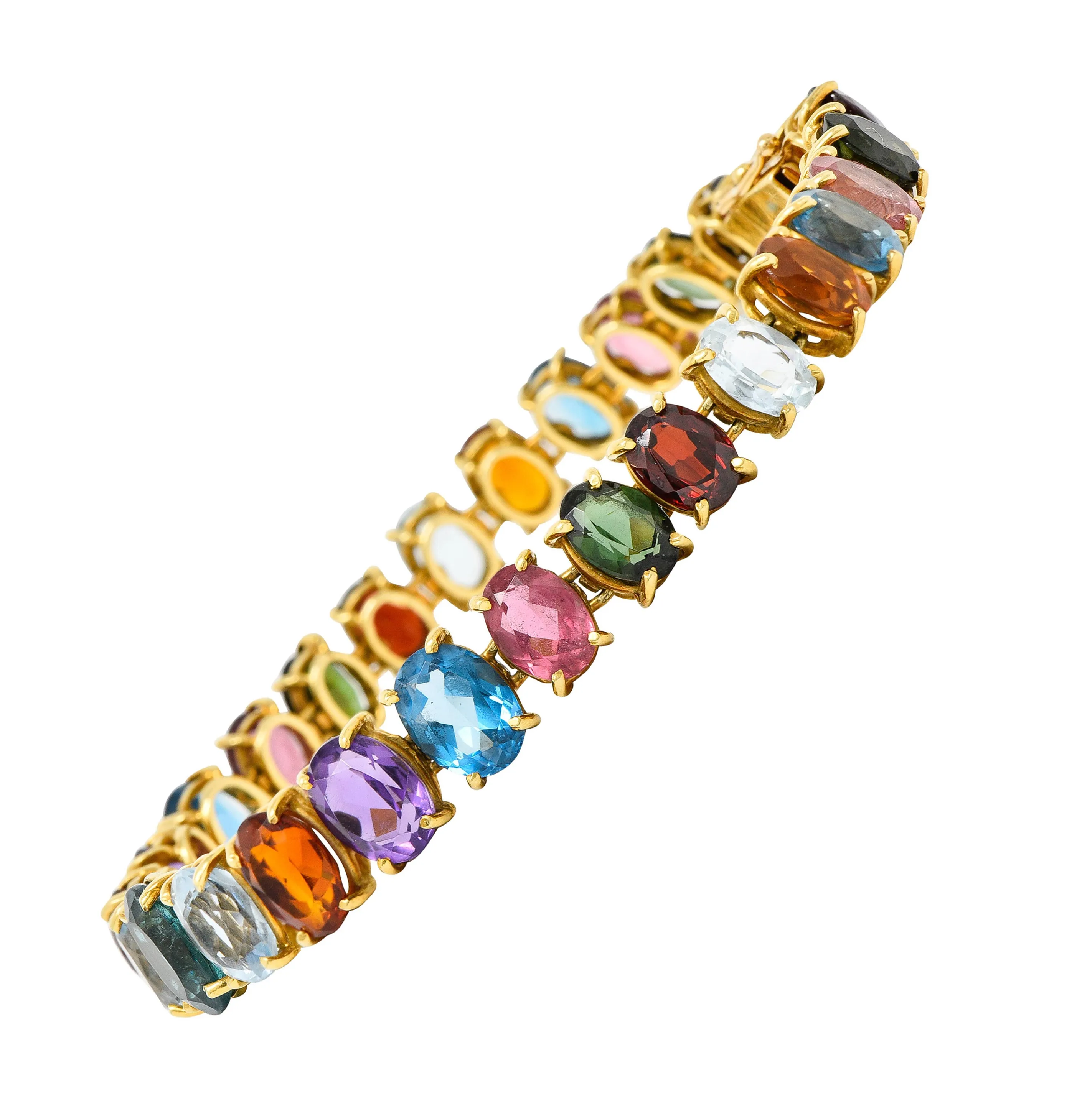 1960's H. Stern Citrine Topaz Spinel Multi-Gem 18 Karat Gemstone Bracelet