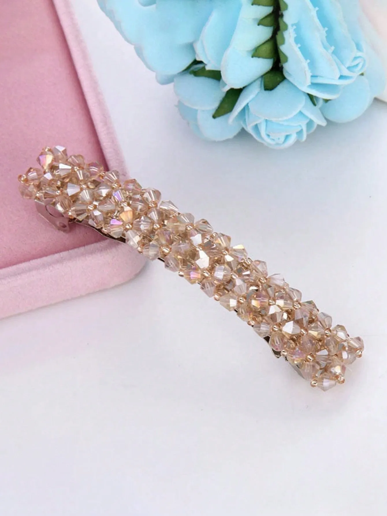 1pc Simple Black Crystal Elegant Spring Clip for Women Barrette Styling Hair