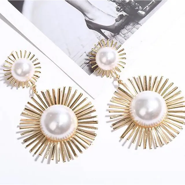 2-Pairs: Women's Imitation Pearl Alloy Earrings