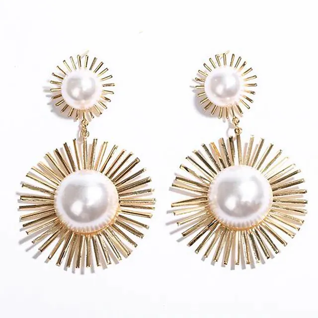 2-Pairs: Women's Imitation Pearl Alloy Earrings