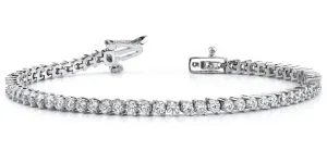 2 Prong Diamond Tennis Bracelet (3.38 ct Diamonds) in White Gold