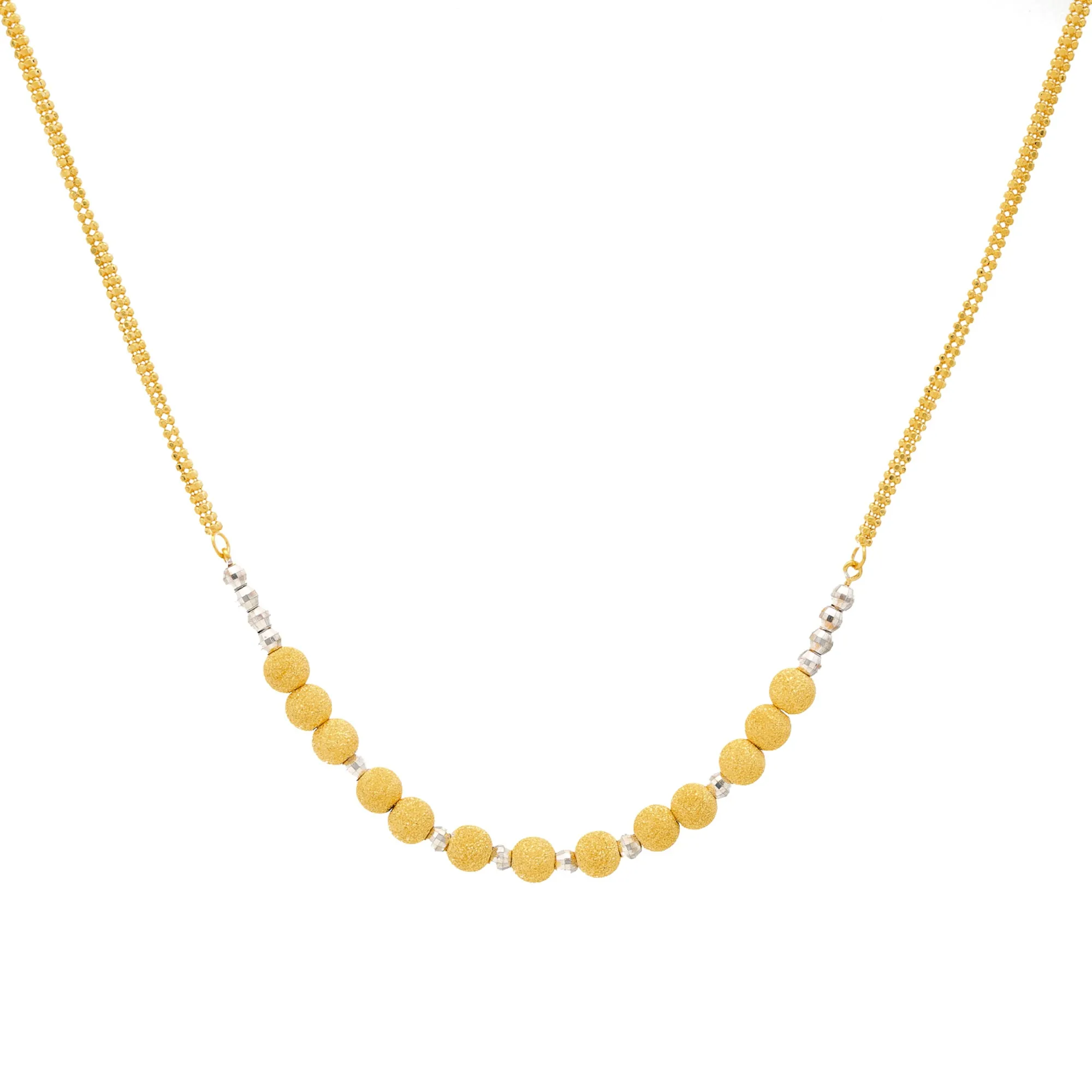 22K Yellow & White Gold Beaded Jewelry Set (17.4gm)