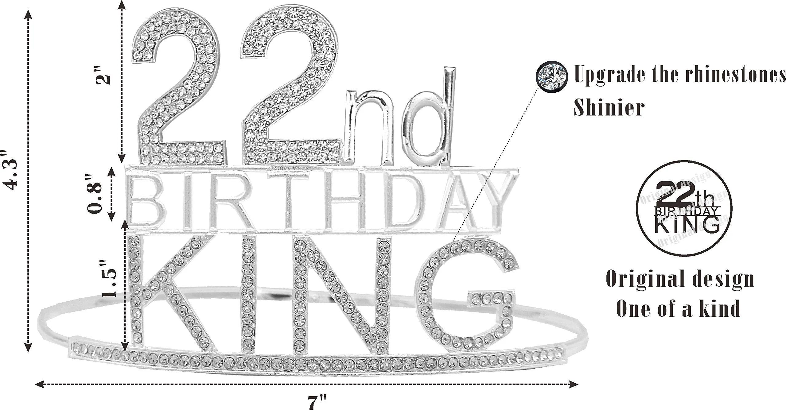 22nd Birthday King Crown, 22nd Birthday Gifts for Men, 22nd Birthday King Sash, 22nd