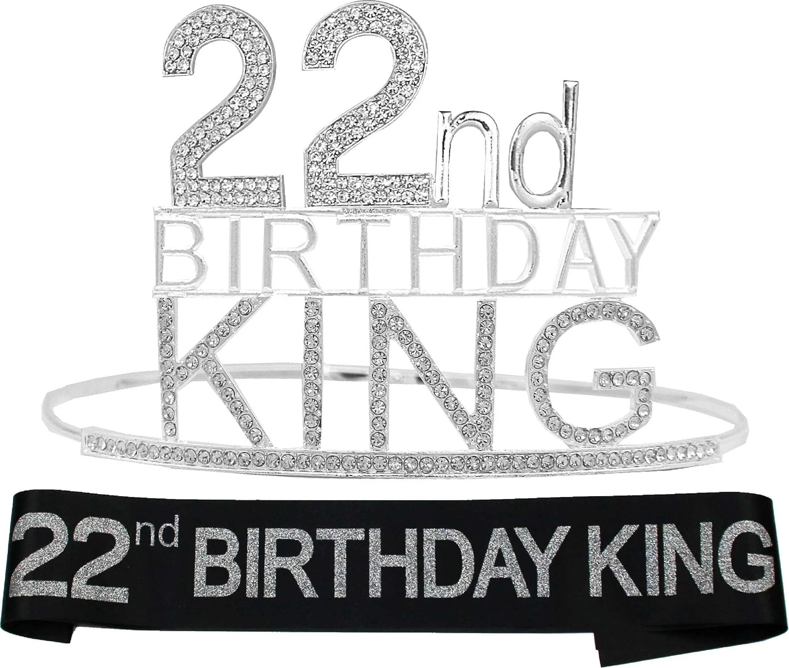 22nd Birthday King Crown, 22nd Birthday Gifts for Men, 22nd Birthday King Sash, 22nd