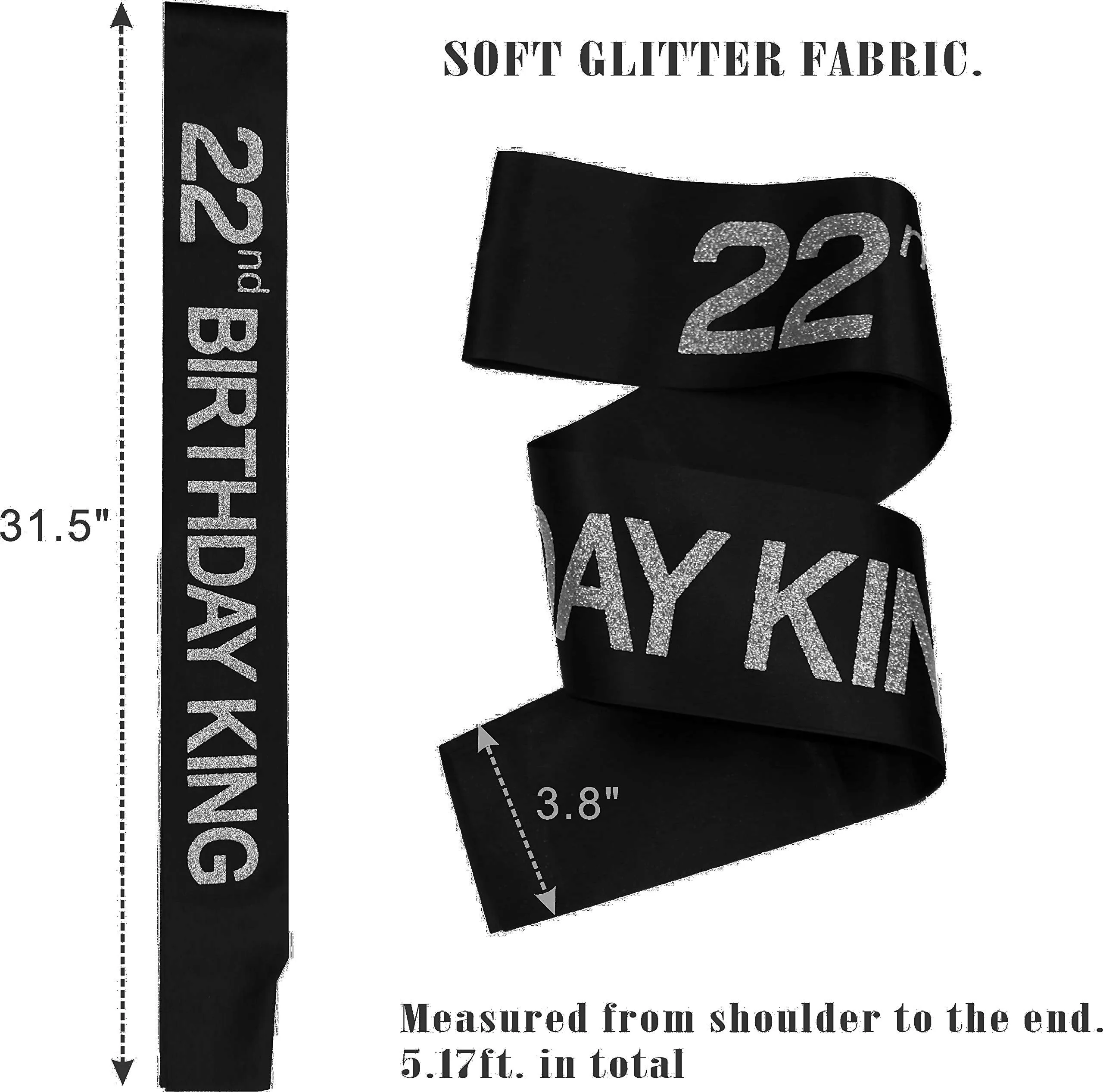 22nd Birthday King Crown, 22nd Birthday Gifts for Men, 22nd Birthday King Sash, 22nd