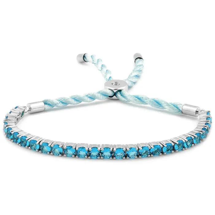 3.55 CTTW Created Aquamarine Cord Adjustable Bracelet