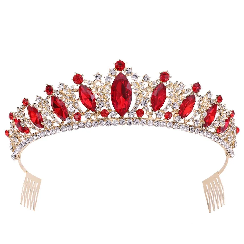 5 Color Combinations Princess Queen Pageant Crystal Bridal Tiara Crowns with Combs