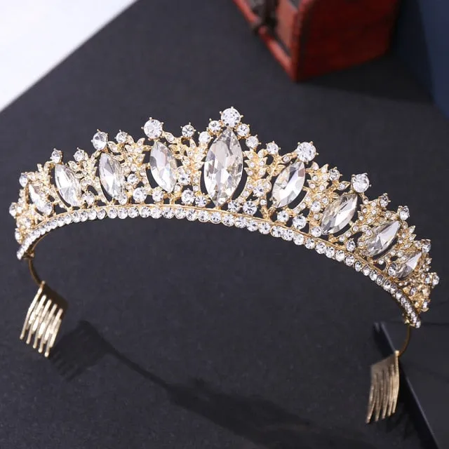 5 Color Combinations Princess Queen Pageant Crystal Bridal Tiara Crowns with Combs