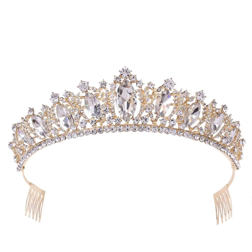 5 Color Combinations Princess Queen Pageant Crystal Bridal Tiara Crowns with Combs