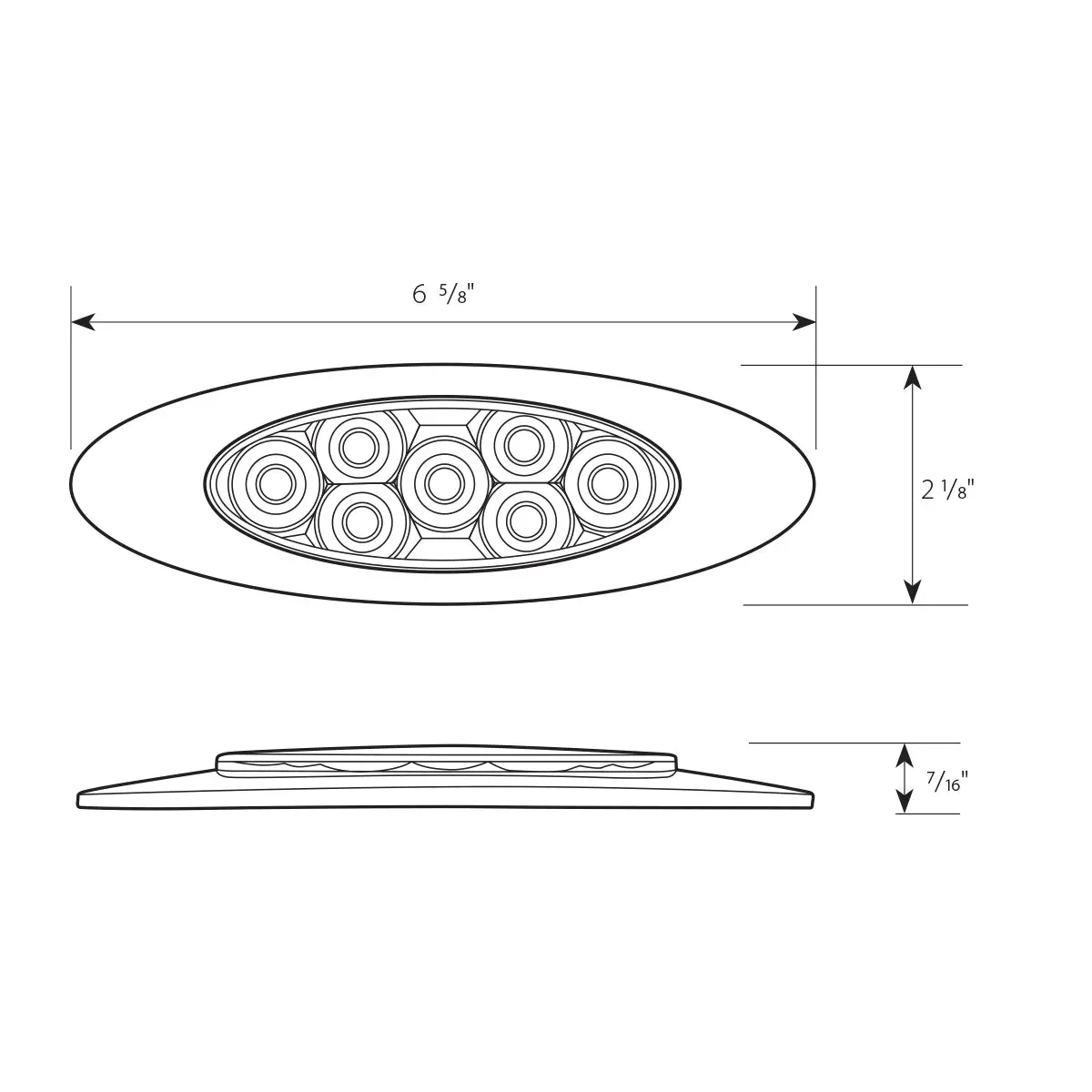 78336 ULTRA THIN PEARL Y2K AMBER/ CLEAR 7LED LIGHT,DUAL/HIGH/LOW