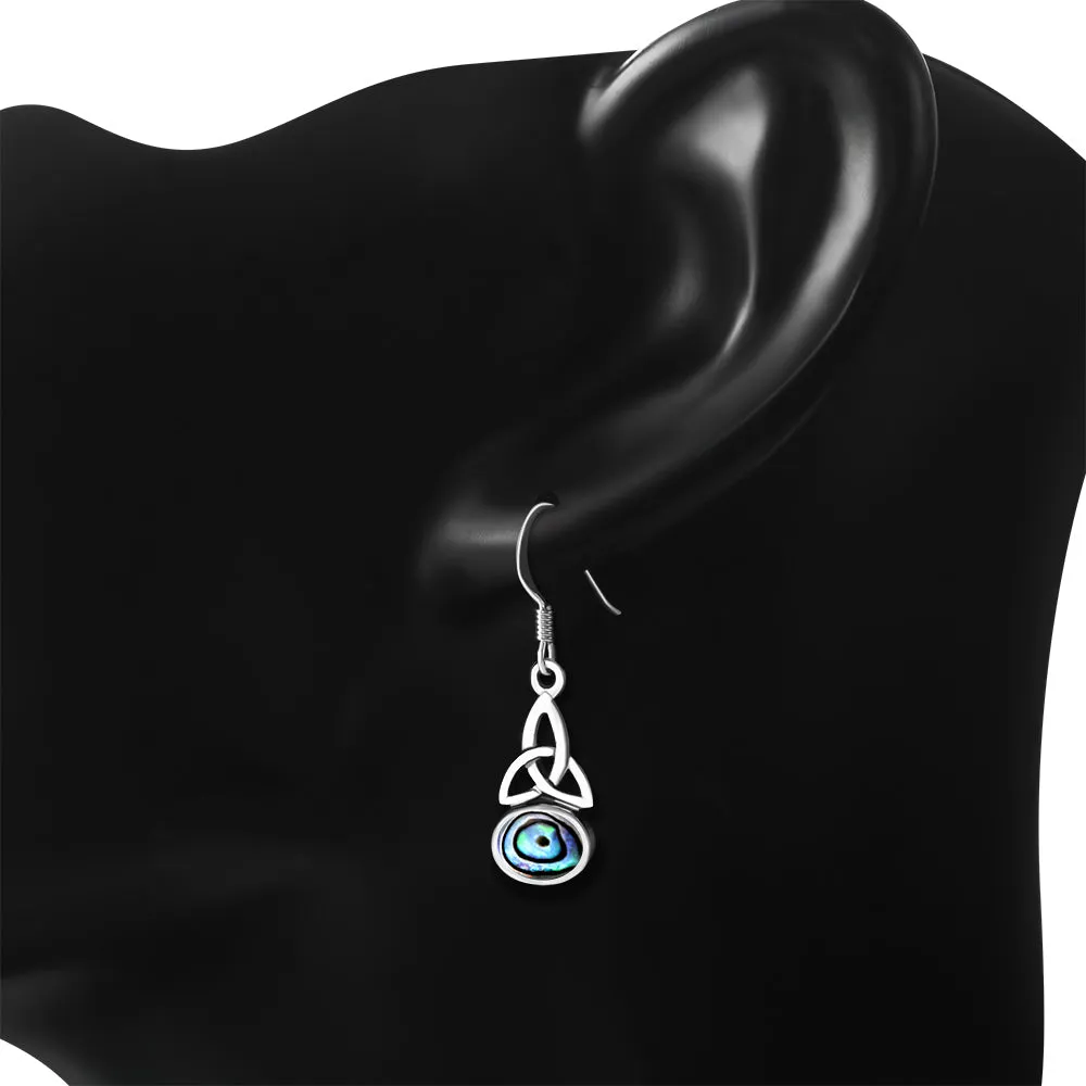 Abalone Shell Celtic Trinity Knot Silver Earrings