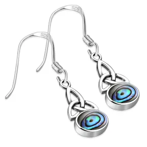 Abalone Shell Celtic Trinity Knot Silver Earrings