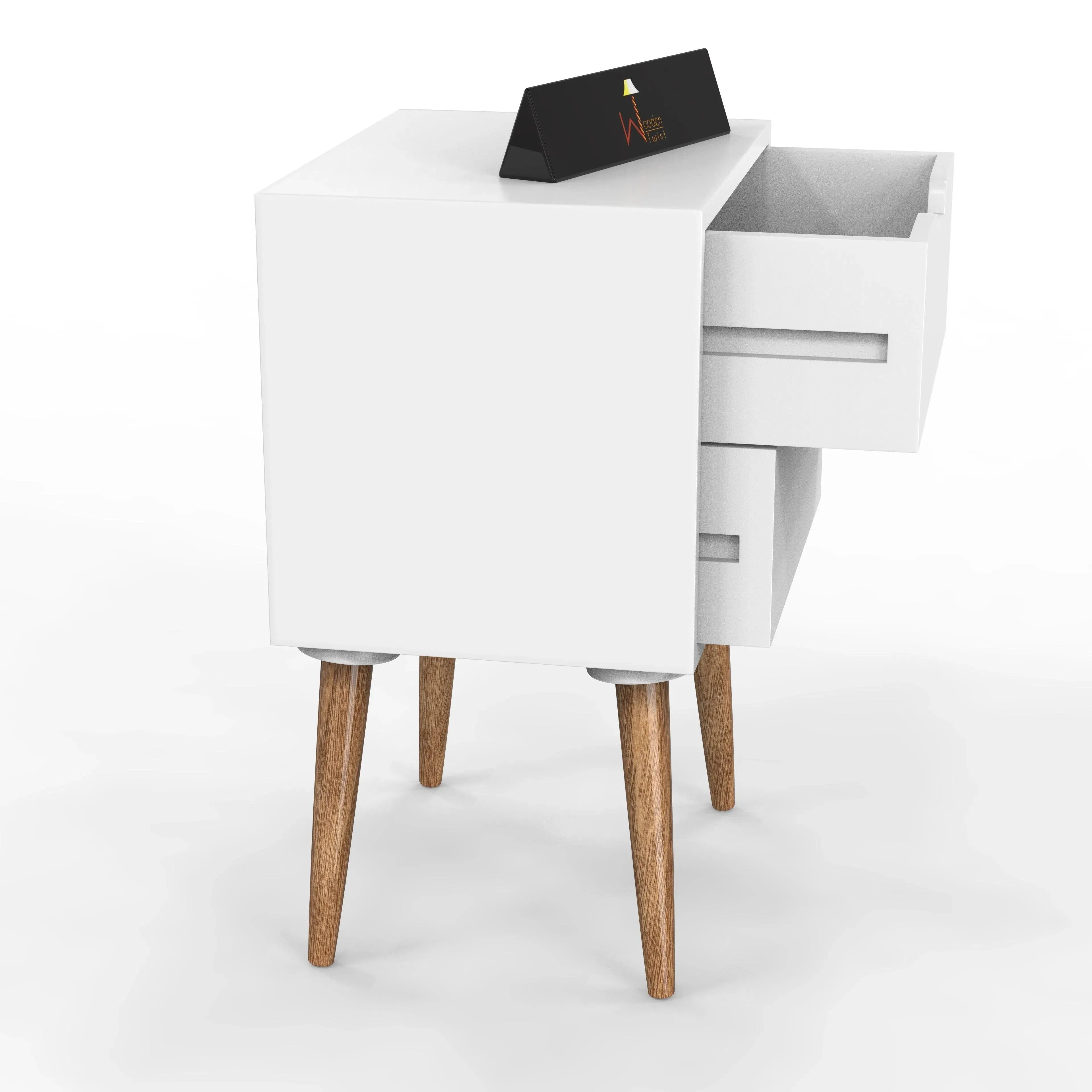 Amazing Nightstand Bedside Table with Two Drawers (White)