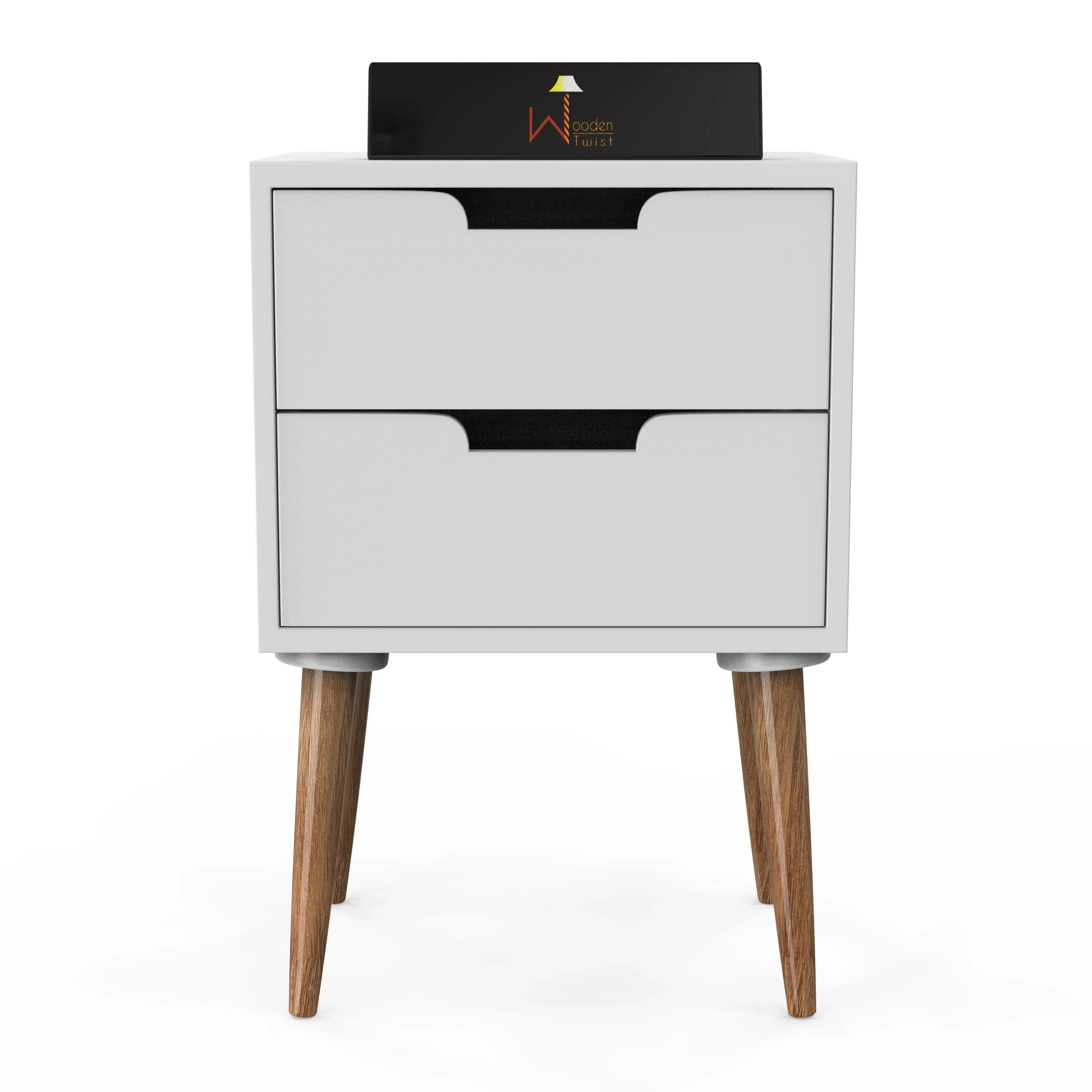 Amazing Nightstand Bedside Table with Two Drawers (White)