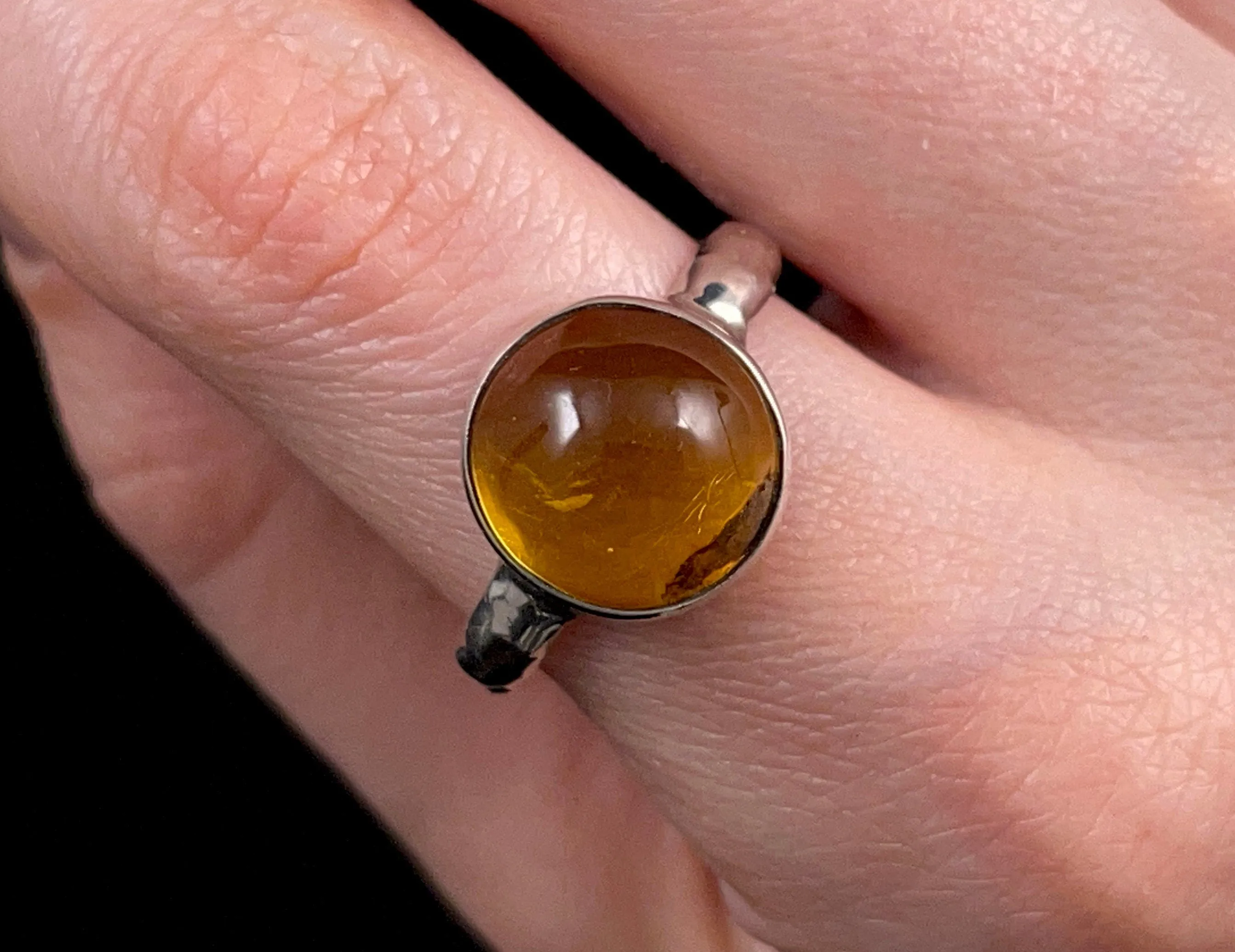 AMBER Ring - Sterling Silver, Size 8 - Amber Stone, Crystal Ring, Handmade Jewelry, Healing Crystals and Stones, 52650