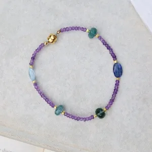 Amethyst, Grandidierite, Quartz, Sky Blue Topaz Bracelet