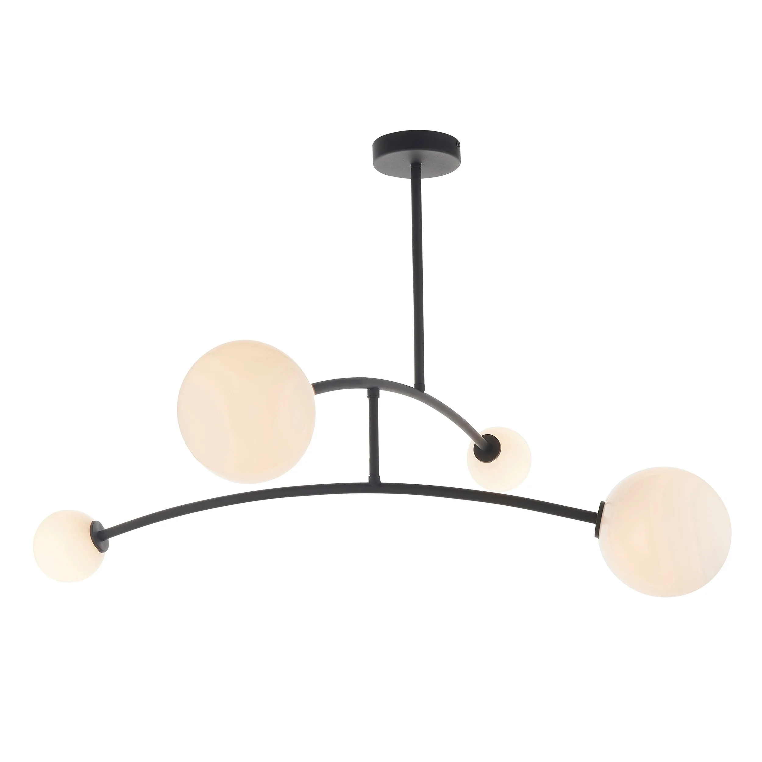 Amos Balance Ceiling Light Matt Black & Gloss Opal Glass