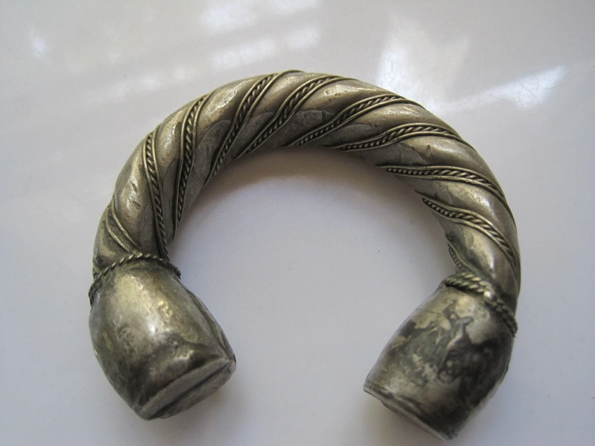 Antique Bedouin Twisted Rope Cuff Bracelet for Very Small Wrist