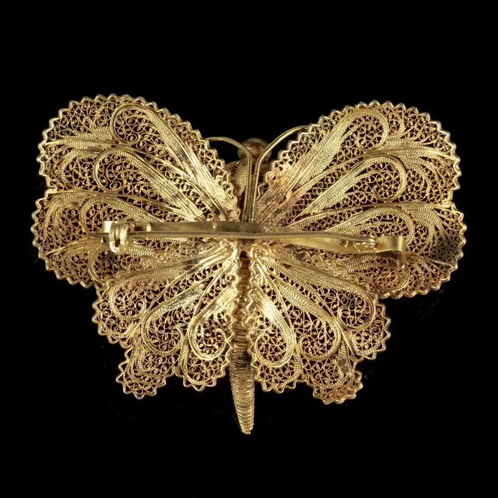 Antique Victorian Butterfly Brooch Silver 18Ct Gold Circa 1900