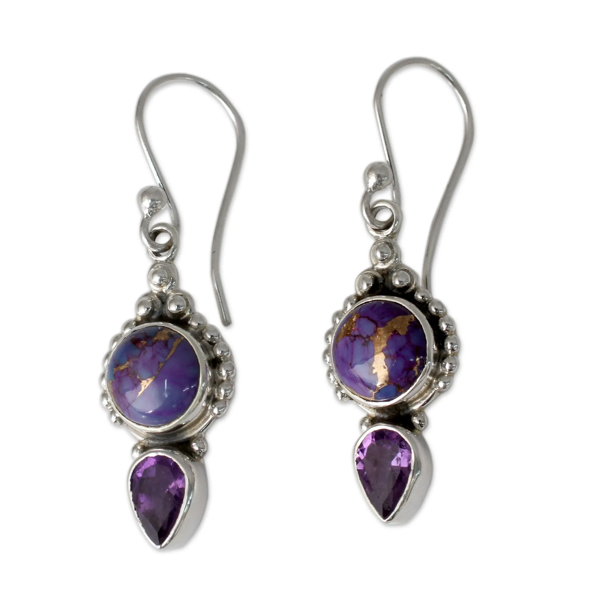 Artisan Crafted Amethyst and Silver 925 Earrings from India - Vision in Purple | NOVICA