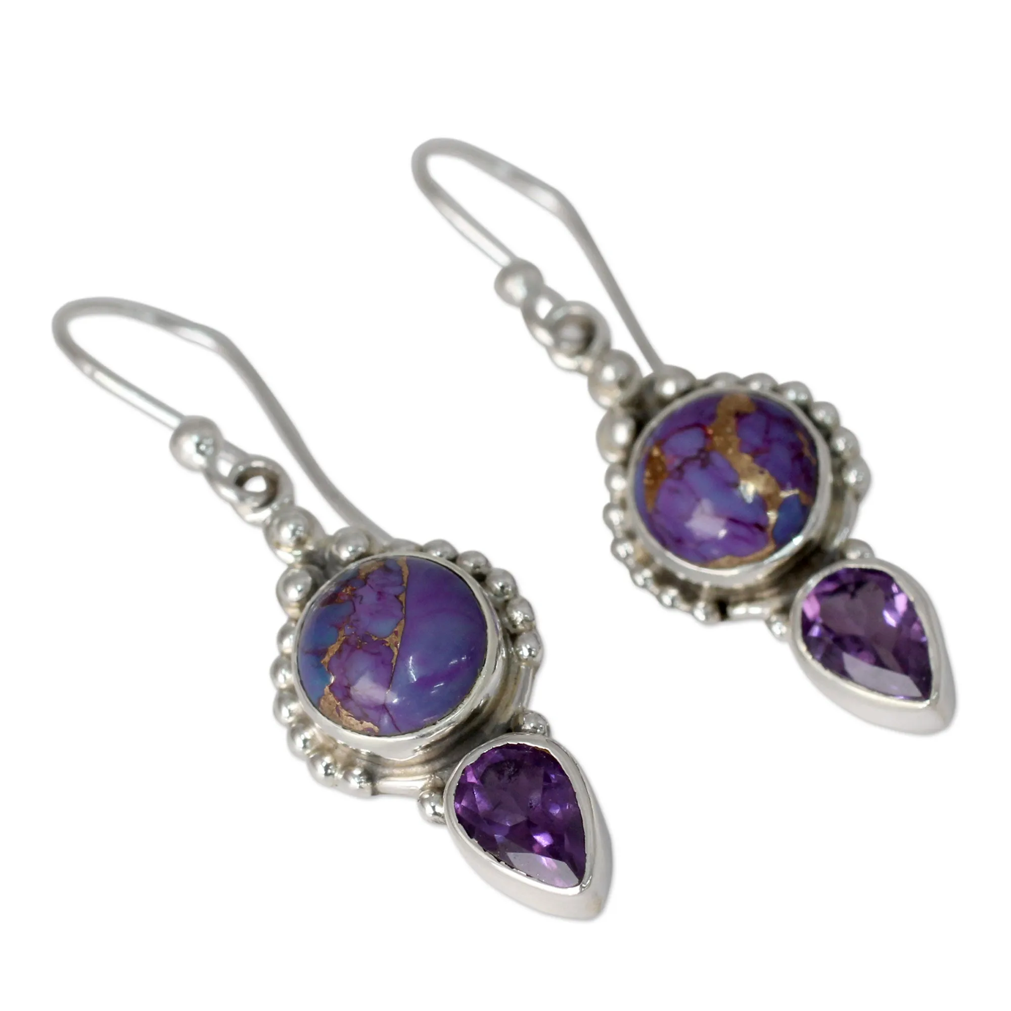 Artisan Crafted Amethyst and Silver 925 Earrings from India - Vision in Purple | NOVICA