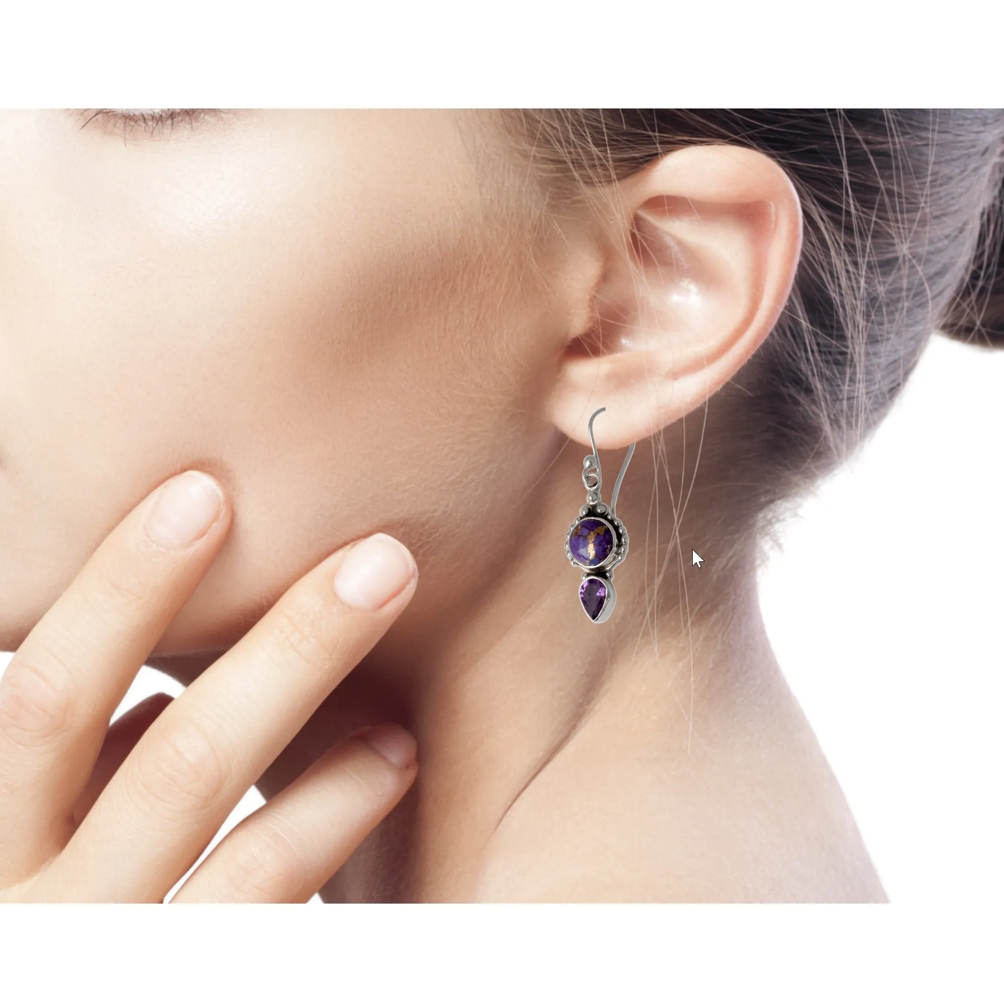 Artisan Crafted Amethyst and Silver 925 Earrings from India - Vision in Purple | NOVICA