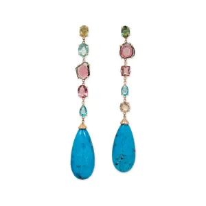 ASSORTED TOURMALINE   LARGE TURQUOISE DROPLET EARRINGS