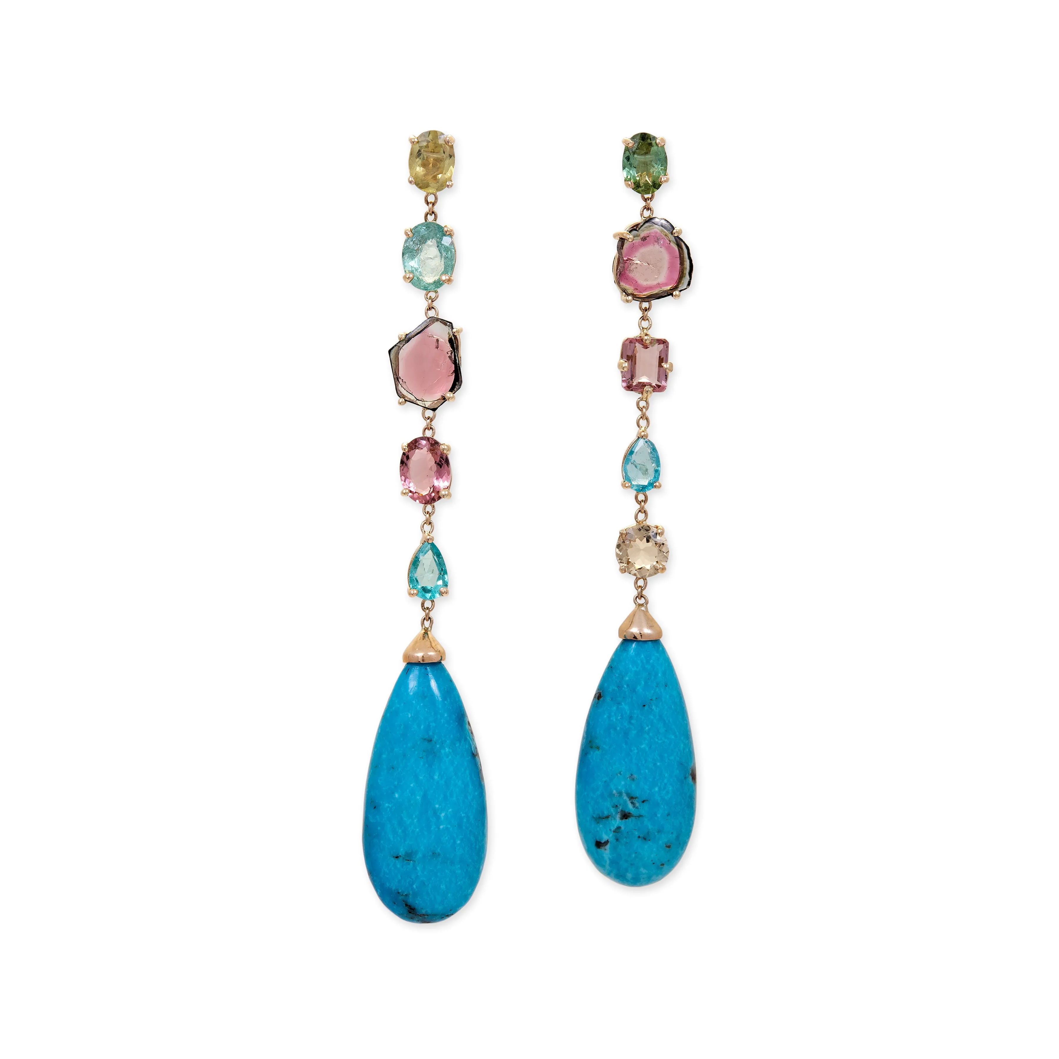 ASSORTED TOURMALINE   LARGE TURQUOISE DROPLET EARRINGS