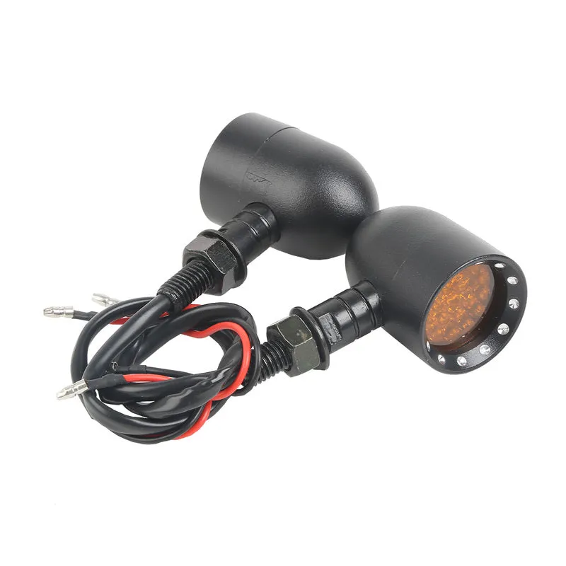 Attitude Inc Retro Universal Turn Signal Indicator Lights LED, Black, For Harley Models, Set