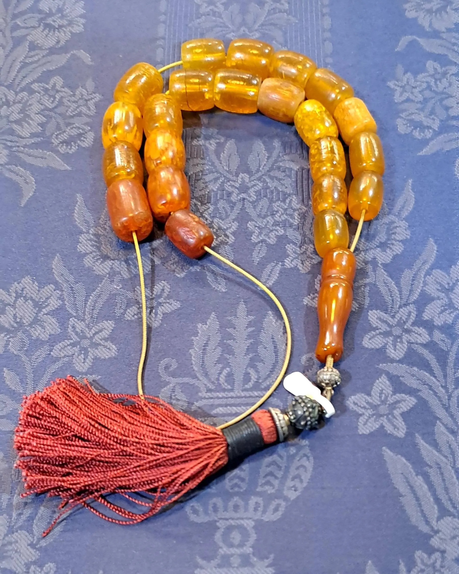 Authentic old amber komboloi (Old Amber Rosary) (ROS-49)