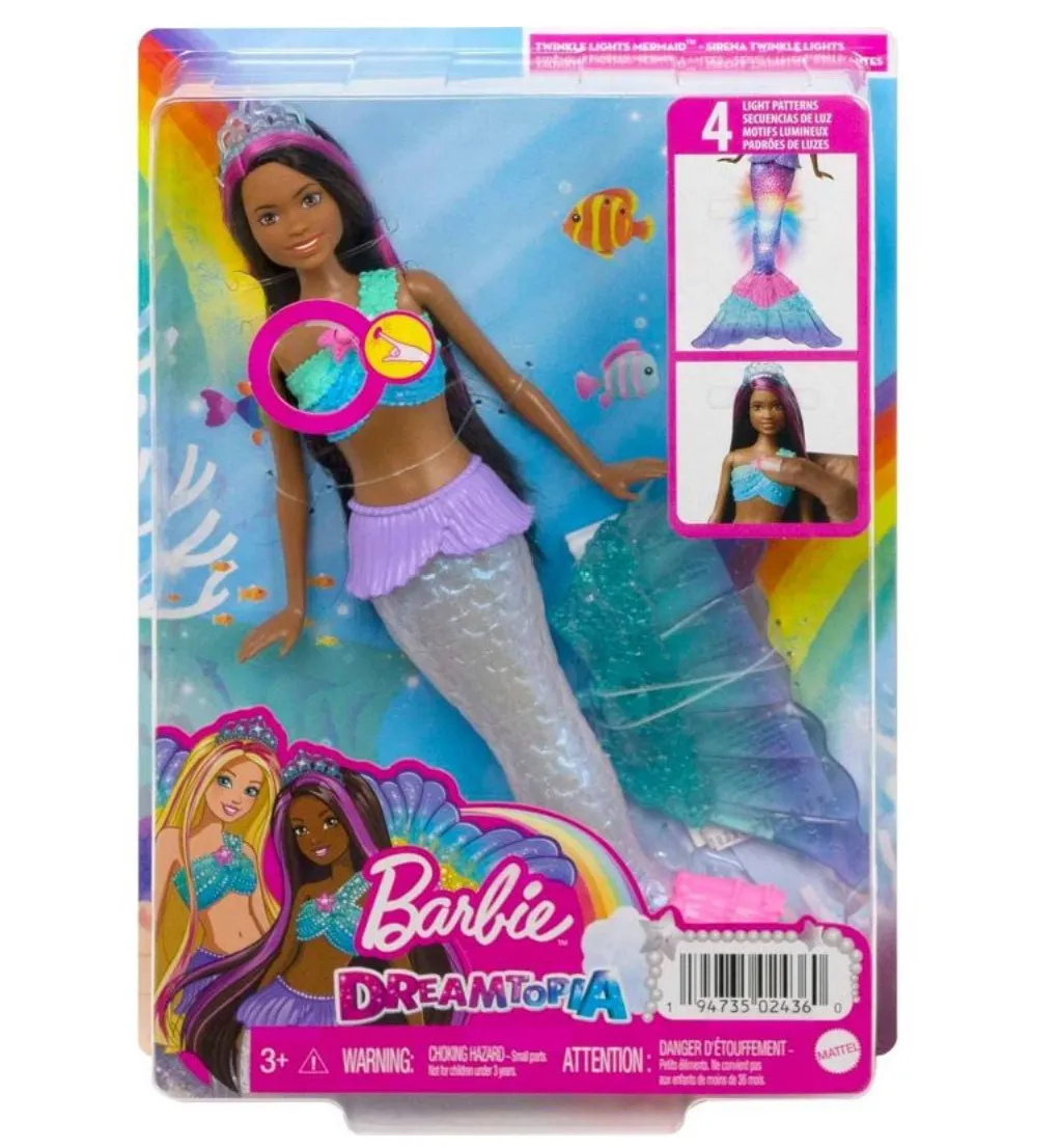 Barbie Dreamtopia Twinkle Lights Mermaid Doll Pink & Brown Hair