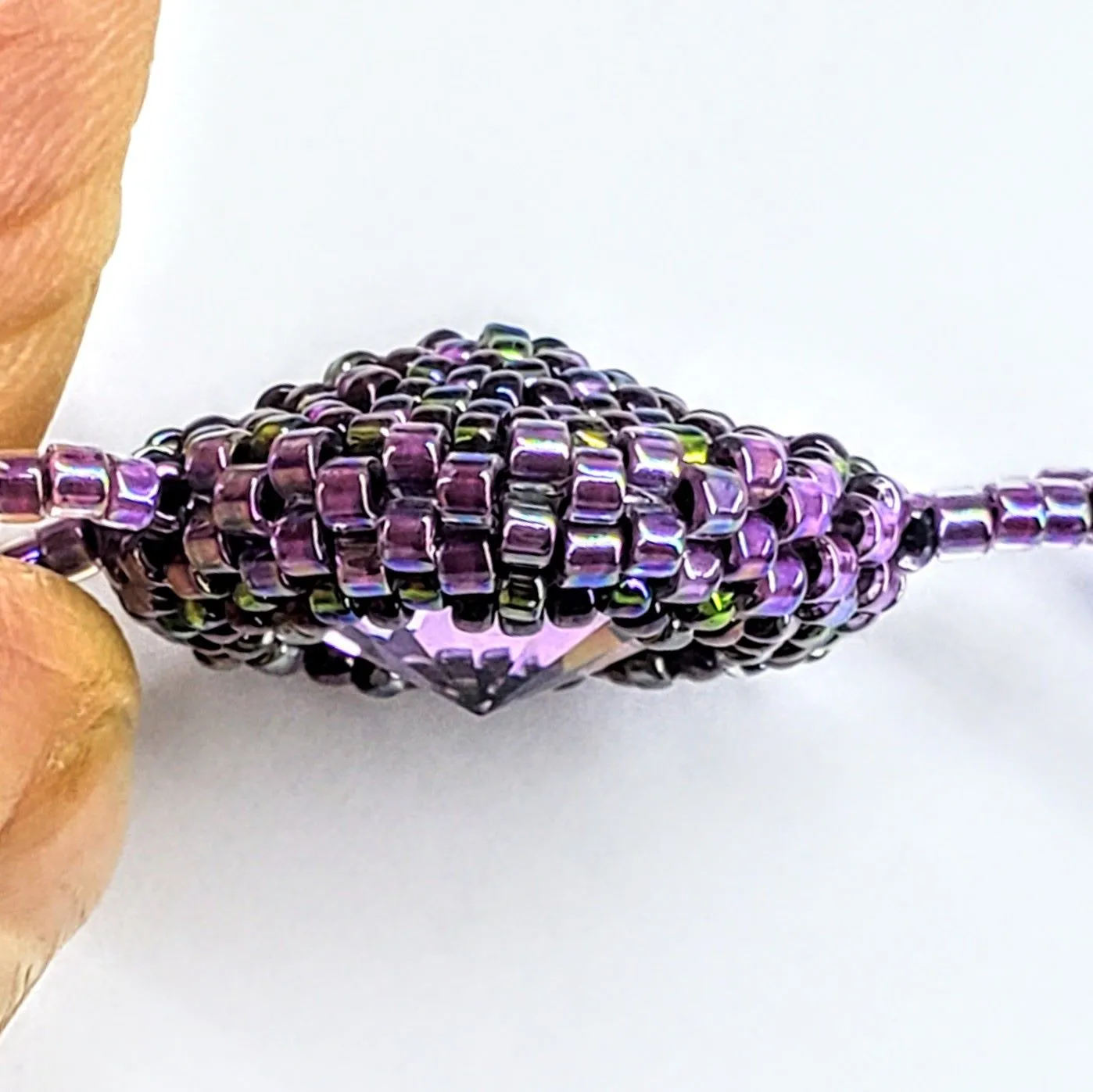 Bead-Woven  Purple Haze Rivoli Crystal Bracelet-Only One