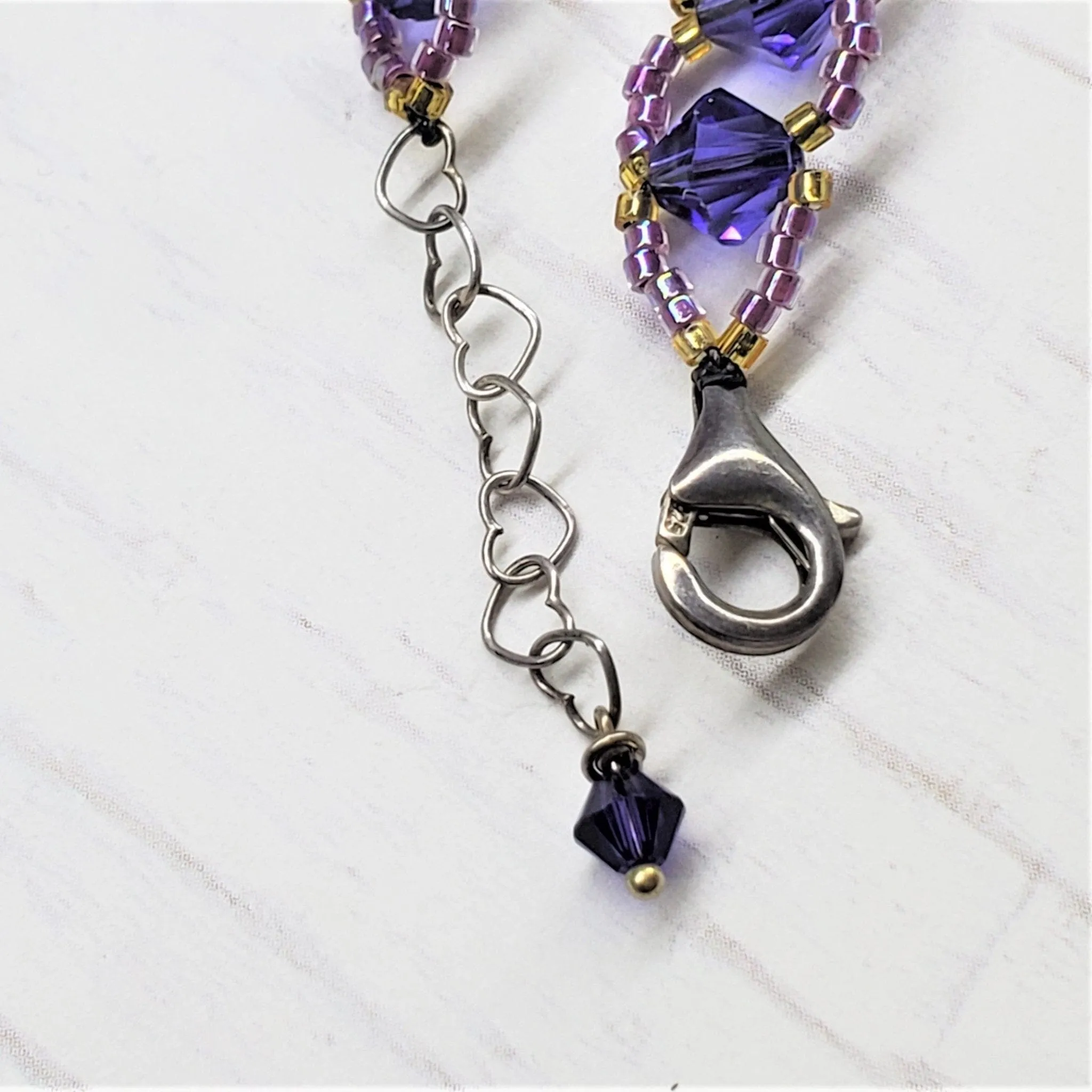 Bead-Woven  Purple Haze Rivoli Crystal Bracelet-Only One