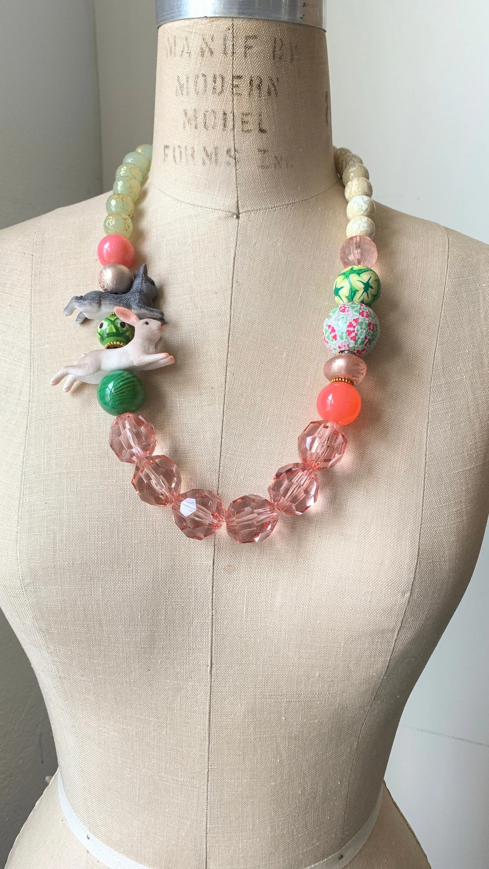 Beaded Bunny Statement Necklace