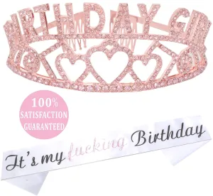 Birthday Tiara, Birthday Sash, Birthday Girl Decoration,Funny Birthday Party Supplies