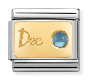 Birthstone 12 - December (Light Blue Topaz) Gold Charm