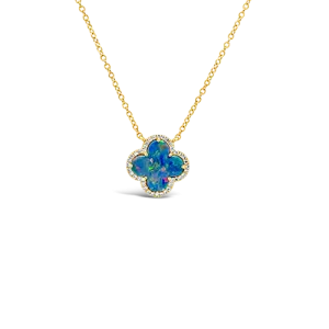 Black Opal Clover Pendant